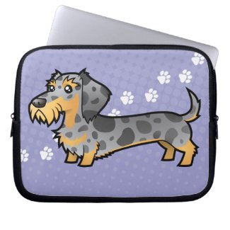 Cartoon Blue and Tan Dapple Wirehair Dachshund Laptop Bag Cartoon Blue and Tan Dapple Wirehair Dachshund Laptop Bag