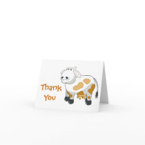 Cartoon Dairy Cow Thank You Note Card