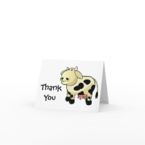 Cartoon Dairy Cow Thank You Note Card