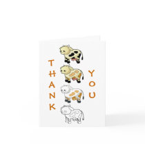 Cartoon Dairy Cow Thank You Note Card