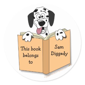 Cartoon Dalmatian Dog Bookplate Stickers Template