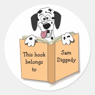 Cartoon Dalmatian Dog Bookplate Stickers Template