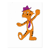 Cartoon Dancing Jazz Tiger Postcards