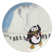 cartoon dancing penguin drawing in the antarctic plate