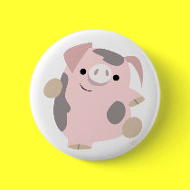 Cartoon Dancing Pig buttonne badge