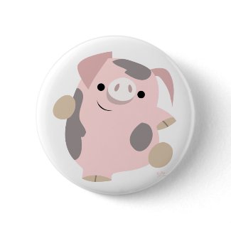 Cartoon Dancing Pig button badge button