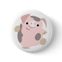Cartoon Dancing Pig button badge
