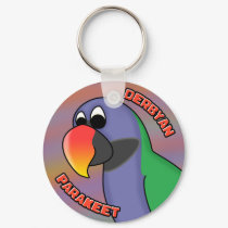 Cartoon Derbyan Parakeet Keychain by MenagerieMayhem Cartoon Derbyan Parakeet Keychain
