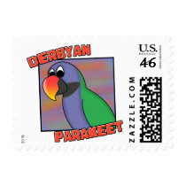 Cartoon Derbyan Parakeet Stamps by MenagerieMayhem Cartoon Derbyan Parakeet Stamps