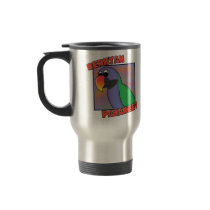 Cartoon Derbyan Parakeet Travel Mug by MenagerieMayhem Cartoon Derbyan Parakeet Travel Mug
