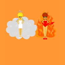 Cartoon Devil and Angel Girl Tshirt - Customized by Derora Cartoon Devil and Angel Girl Tshirt - Customized