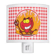 Cartoon Devil; Red and White Gingham Night Lights
