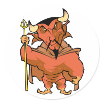 Cartoon Devil Round Stickers