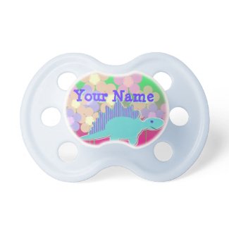 Cartoon Dinosaur Flowers customizable name Pacifiers