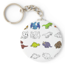 Cartoon Dinosaur Illustrations Key Chains