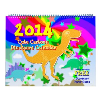 Cartoon Dinosaurs Kids Calendar 2014