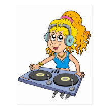 Cartoon DJ girl Post Card