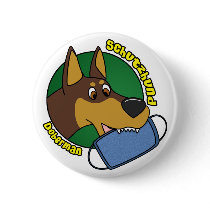 Cartoon Doberman Schutzhund buttons by MenagerieMayhem Cartoon Doberman Schutzhund buttons