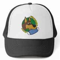 Cartoon Doberman Schutzhund hats by MenagerieMayhem Cartoon Doberman Schutzhund hats