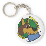 Cartoon Doberman Schutzhund Keychain