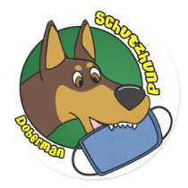 Cartoon Doberman Schutzhund stickers by MenagerieMayhem Cartoon Doberman Schutzhund stickers