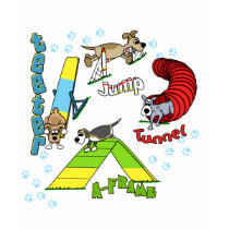 Cartoon Dog Agility Women's TShirt by MenagerieMayhem Cartoon Dog Agility Women's TShirt