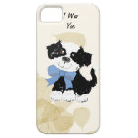 Cartoon Dog - B/W ~ Tan Leaves Design iPhone 5 Cases