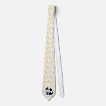 Cartoon Dog - B/W ~ Tan Leaves Design Custom Tie
