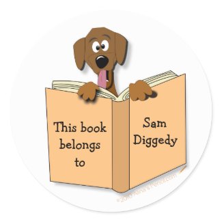 Cartoon Dog Bookplate Stickers Template sticker