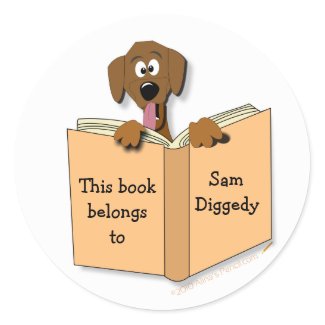 Cartoon Dog Bookplate Stickers Template