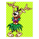 Cartoon Dog Doing A Hula Dance Postcards