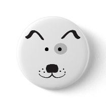 Cartoon Dog Face Illustration Pins