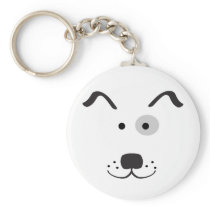 Cartoon Dog Face Illustration Key Chains
