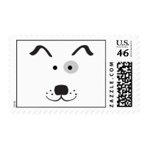 Cartoon Dog Face Illustration Postage Stamp