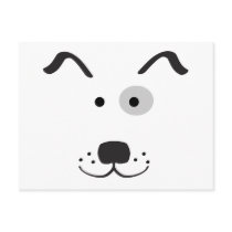 Cartoon Dog Face Illustration Postcards