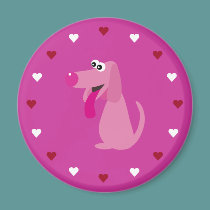 Cartoon Dog & Hearts Customizable Pink Charity magnets