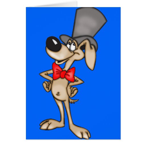 Cartoon Dog in Top Hat Card Zazzle