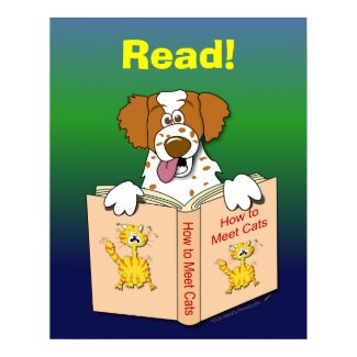 Funny Dog ReadingBook Library or School Classroom Poster