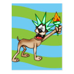 Cartoon Dog Statue Of Liberty Post Cards