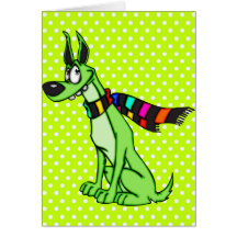 Cartoon Dog Wearing A Scarf Greeting Card