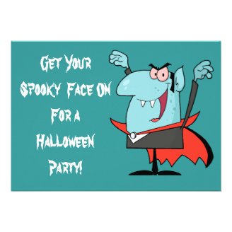 Cartoon Dracula Halloween Costume Party Personalized Announcements Zazzle_invitation