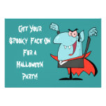 Cartoon Dracula Halloween Costume Party Personalized Announcements