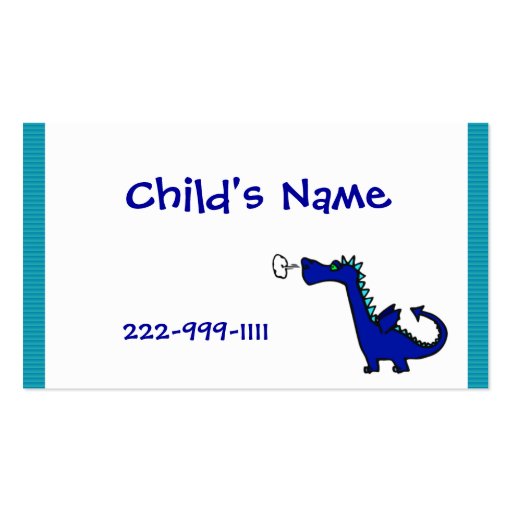 Cartoon dragon Children's Calling Card Business Card Templates (front side)