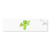 Cartoon Dragon Peeking Round Sign Bumper Stickers