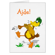 Cartoon Duck Playing Zurna Card Template