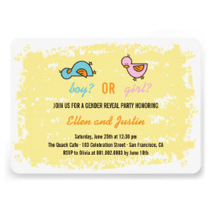 Cartoon Ducks Baby Boy Girl Gender Reveal Party Personalized Invitations