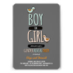 Cartoon Ducks Baby Boy Girl Gender Reveal Party Custom Announcement