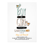 Cartoon Ducks Baby Boy Girl Gender Reveal Party Announcements