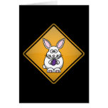 Cartoon Easter Bunny Warning Sign Greeting Cards
