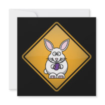 Cartoon Easter Bunny Warning Sign Announcement